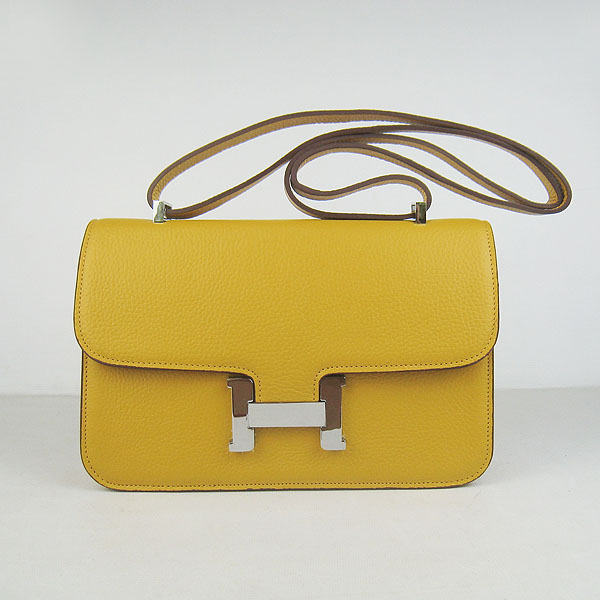 7A Hermes Constance Togo Leather Single Bag Yellow Silver Hardware H020